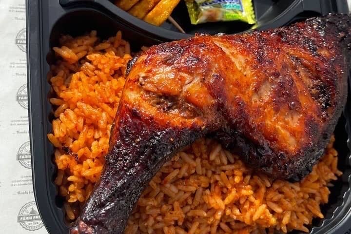 jollof rice and chicken lap or turkey