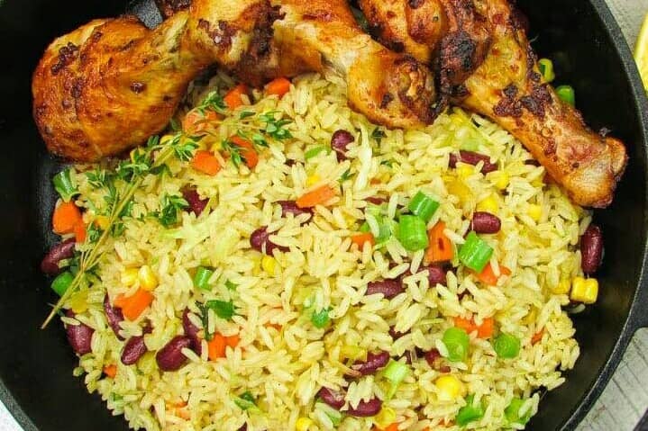 Fried rice and grilled chicken