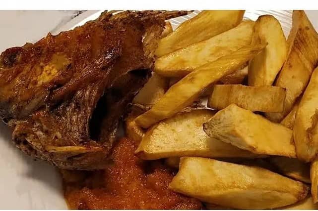 Fried yam with fish