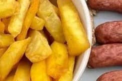 Fried yam with sausage