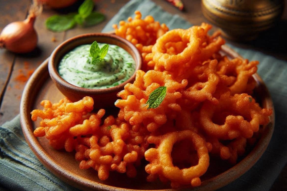 Onion Ring Pakora with Cheese