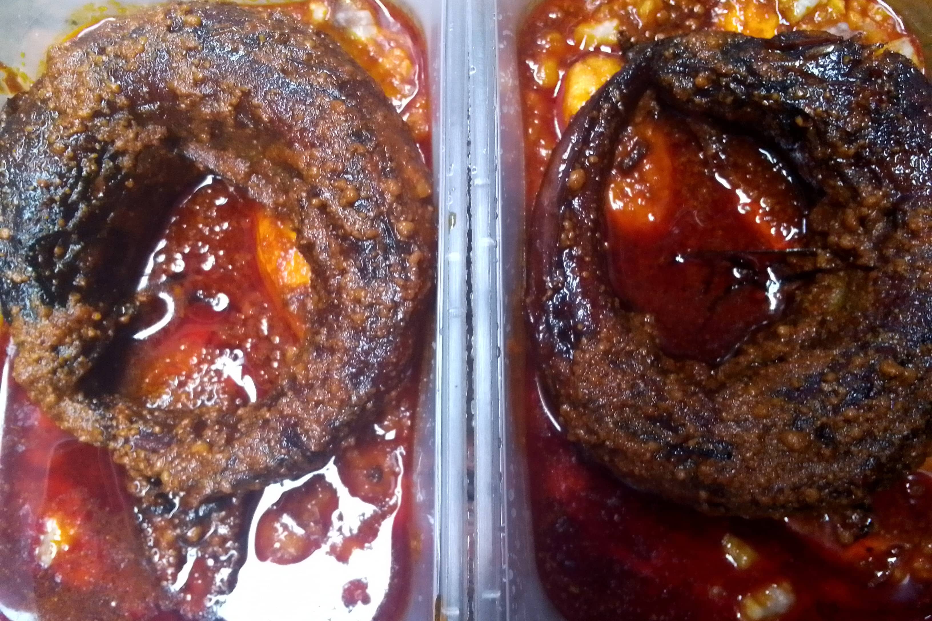 beans with aganyin sauce and fried panla fish