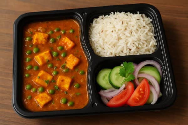 Punjabi Style Matar Paneer Rice Bowl