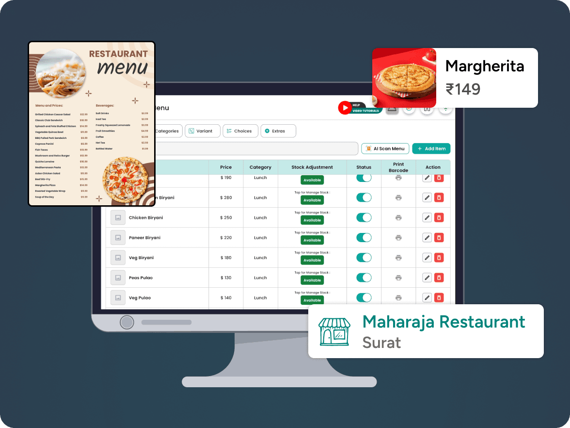 Menu setup