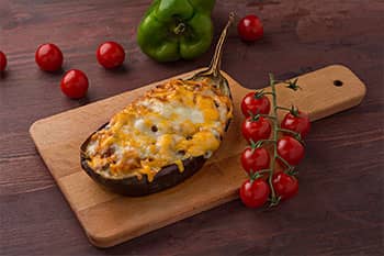 EGG PLANT KOSHARI WITH CHEESE