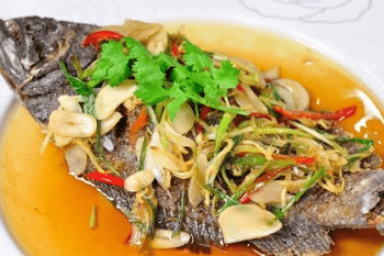 Deep fried fish in soy sauce