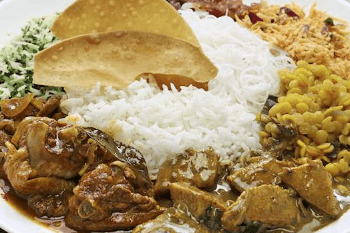 Rice and Curries with Chicken curry (Sri Lankan)