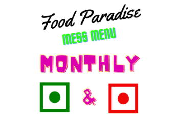 Monthly Menu For Mess 29 Days