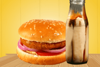 Classic burger with cold coffee