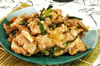 Stir Fried Pork Belly with Ginger & Spring Onion
