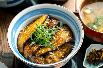Soy-Glazed Eggplant Donburi