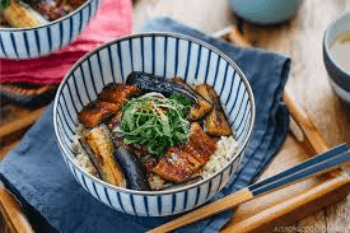 Eggplant Unagi Donburi