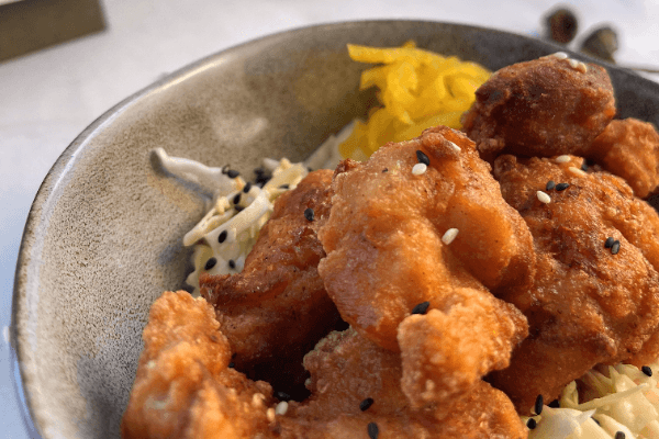 Karaage with Sesame Dressing Salad