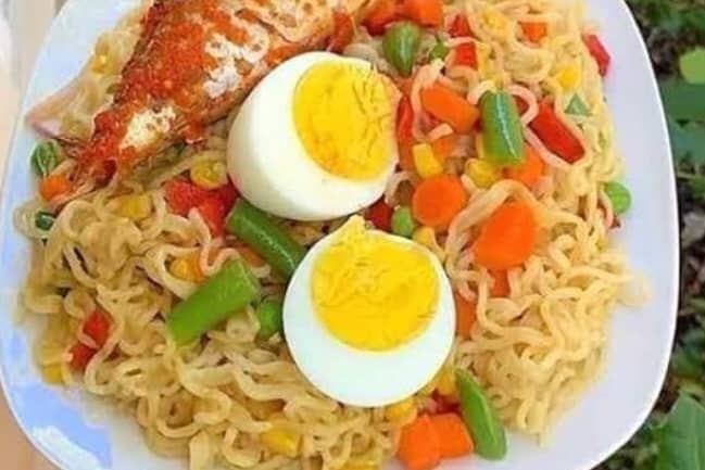 Noodles and egg