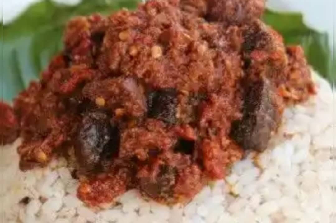 white rice and OFADA SAUCE