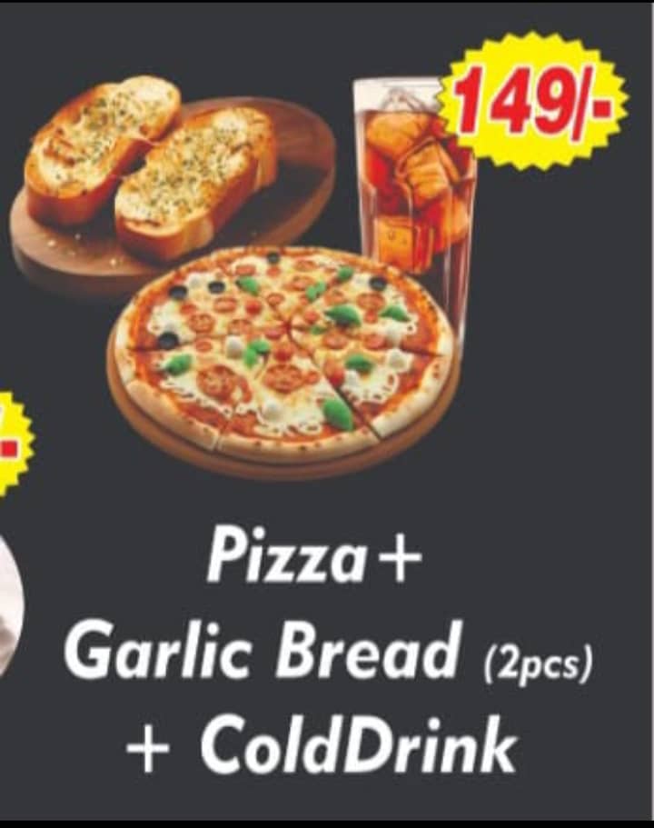 Pizza + Garlik Bread (2pcs) + Cold Drink