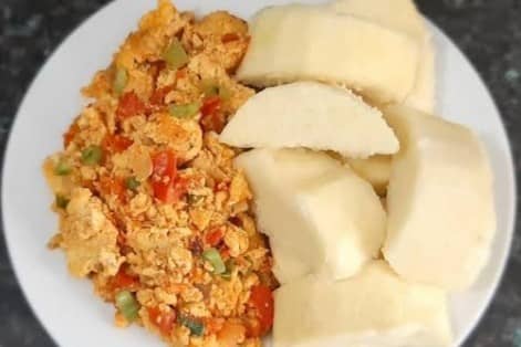 Boiled Yam and egg Sauce