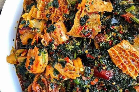 Afang Soup with 2 Eba or Semo with 1 Beef