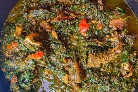 Bitter leaf Souo with 2 Semo Or Ebah and 1 beef