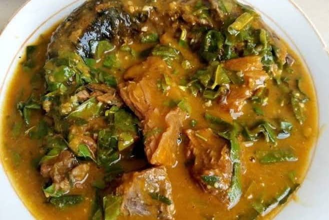 Oha Soup With 2 Eba Or Semo and 1 beef