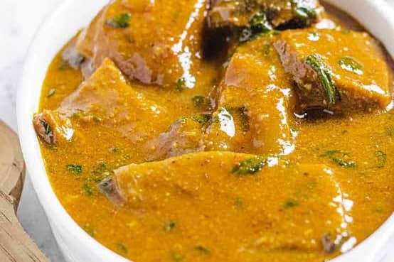 Ogbono Soup with 2 Semo or Eba and 1 beef