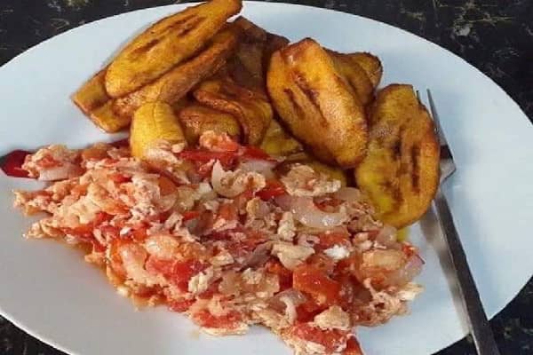 Plantain with Egg sauce