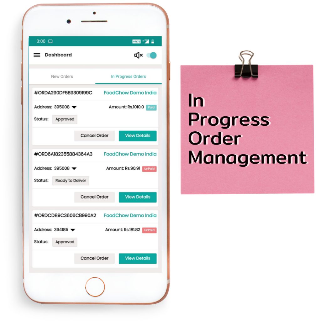 Food Progress Order Management