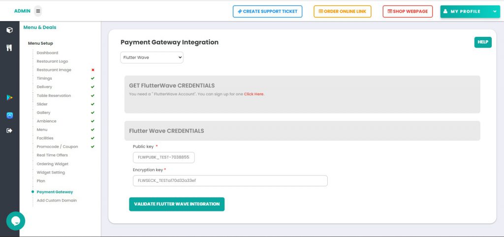 Foodchow and Flutterwave integration for restaurant in nigeria