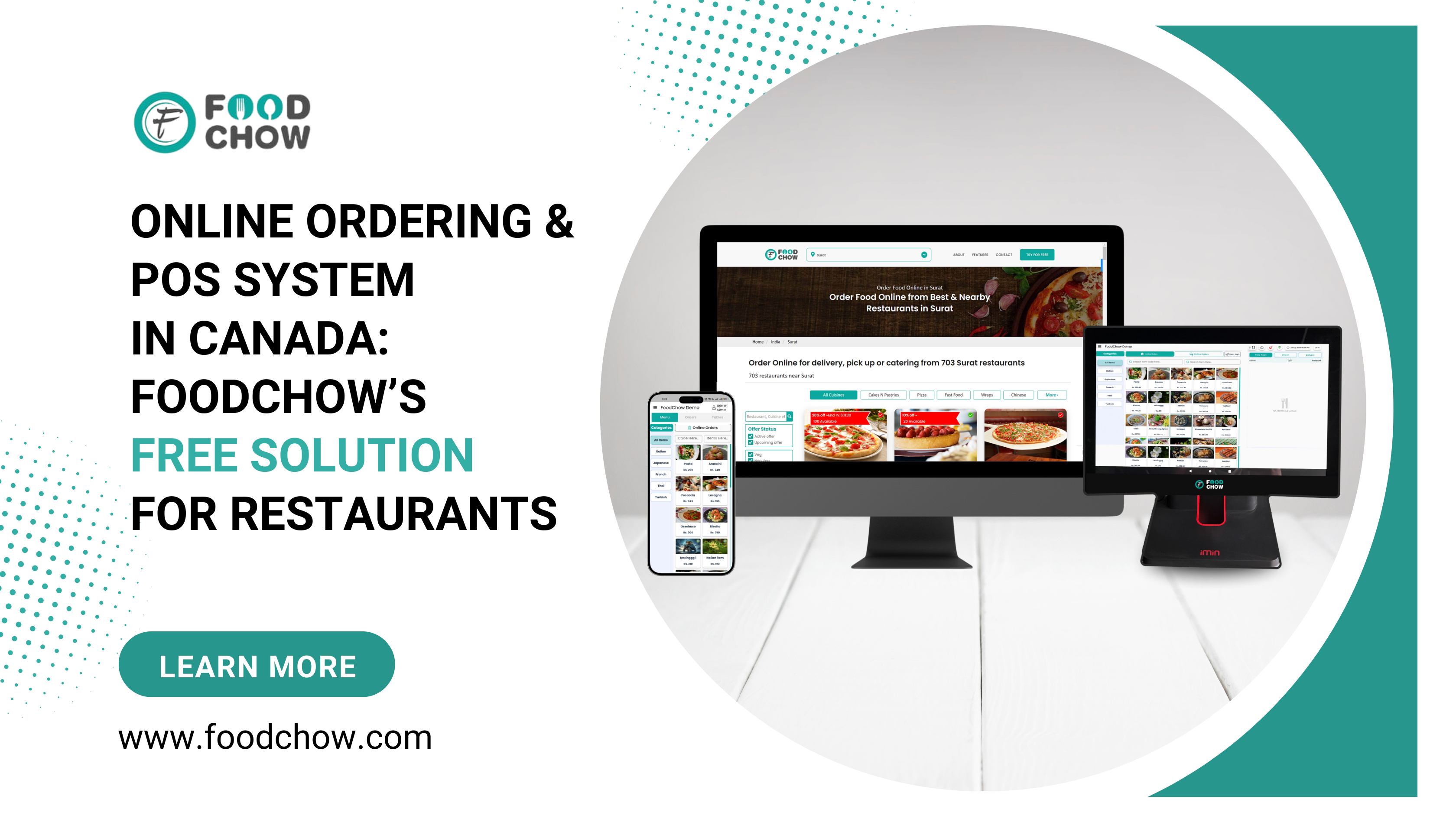 FoodChow's free online ordering and POS system for Canadian restaurants, showcasing seamless integration, improved efficiency, and enhanced customer experience.