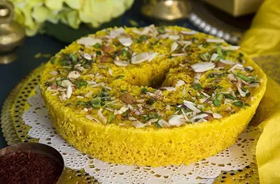 Royal Kesari Ghevar from the 24 Carats Sweets online store, India