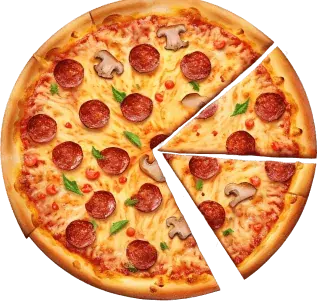 Pepperoni and mushroom pizza from the Fresh Bay Pizza online ordering menu