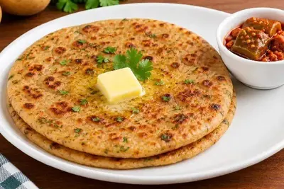 Aloo Paratha with pickle on the Geetha Hospitality Services FoodChow menu