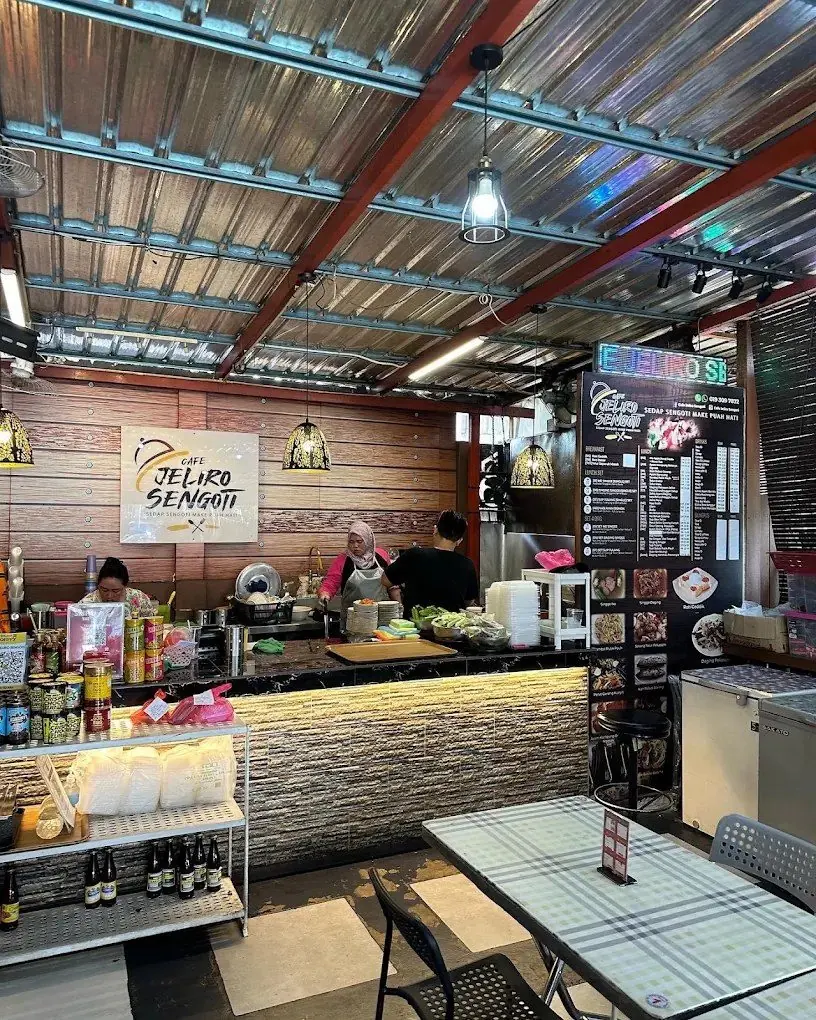 Kitchen counter and menu board at Cafe Jeliro Sengoti, Ampang, Malaysia