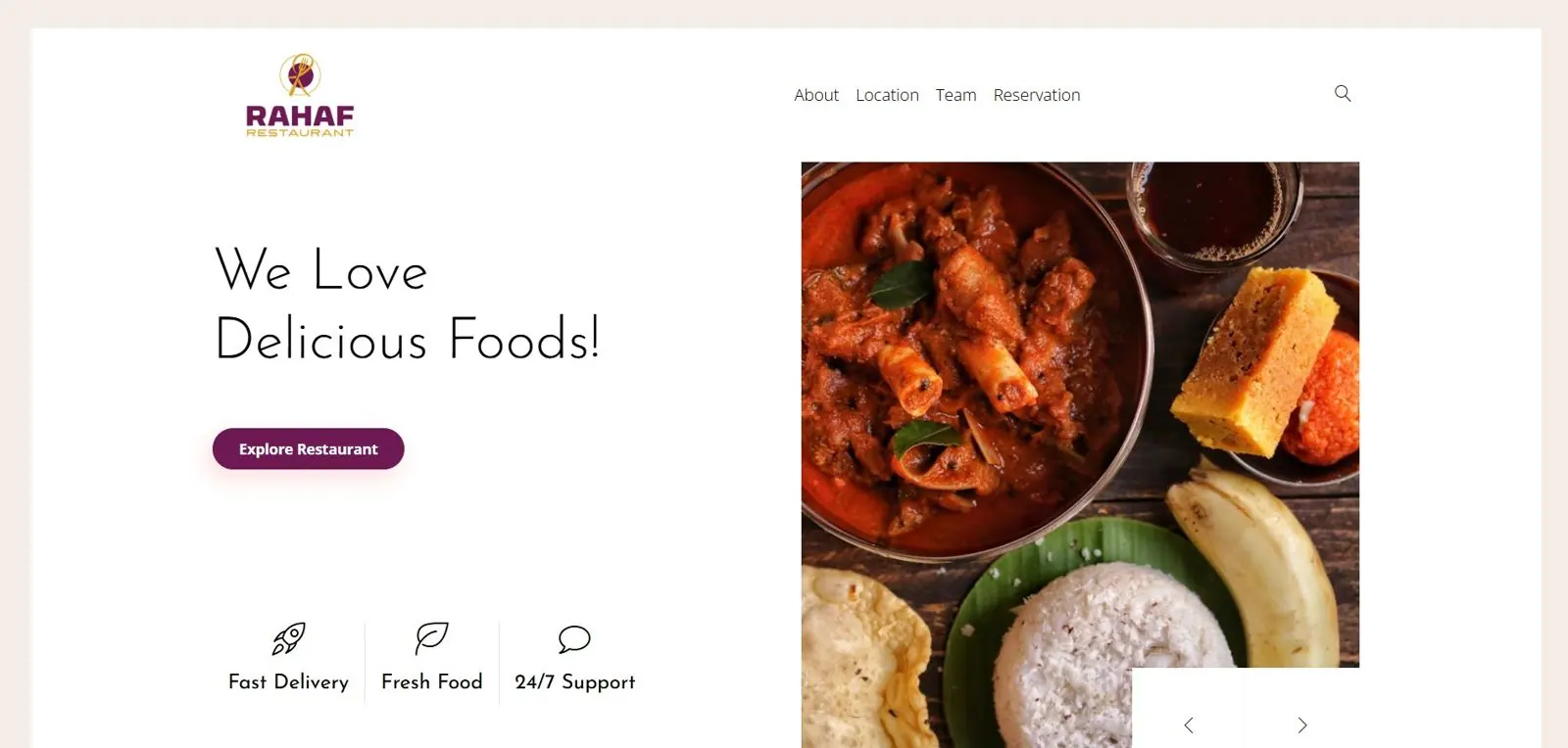 Rahaf Restaurant website, a cafeteria in the UAE with online ordering and POS by FoodChow