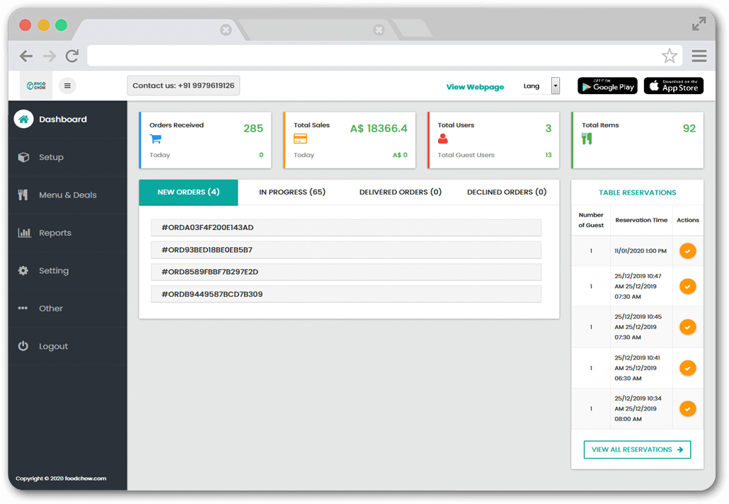 Restaurant Management Admin Panel