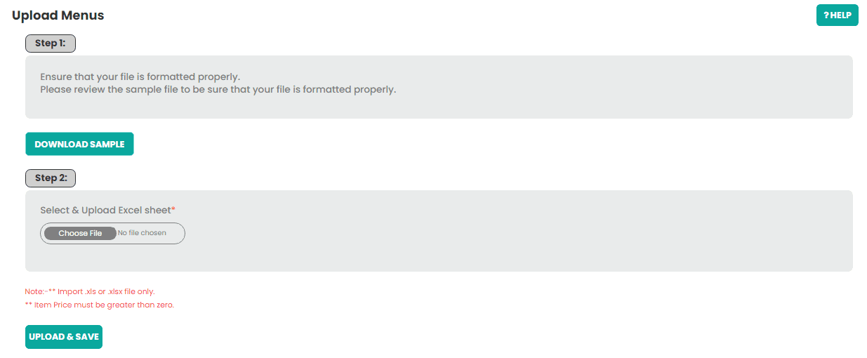 Upload Menu Form